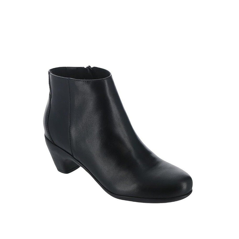 Easy Spirit Womens 9.5 W Black Leather Camira Zip Up Ankle Booties NIB OV1